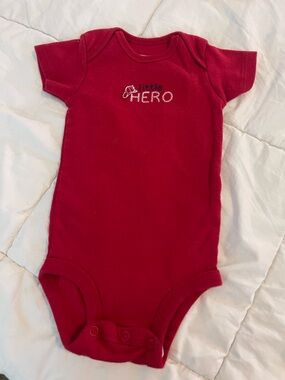 Carter's Bright Red Short Sleeve Baby Onesie with Sparkle Lettering 3 months
